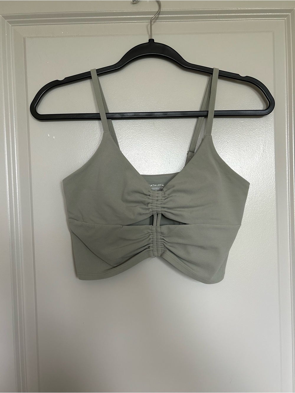 Athleta Sage Green Ruched Front Crop Top